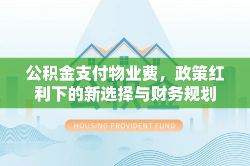 南朗公积金支付物业费，政策红利下的新选择与财务规划